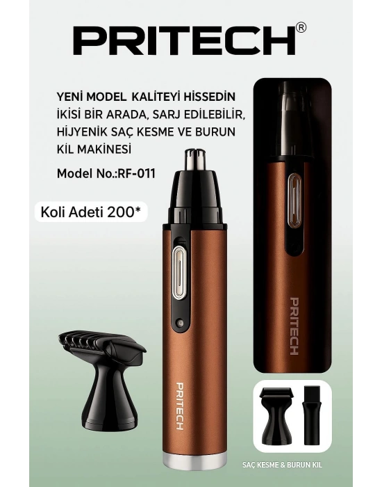 Pritech Rf-011 Kulak Burun Kıl Alma Ense Tüy Burun Şarjlı Tıraş Makinesi
