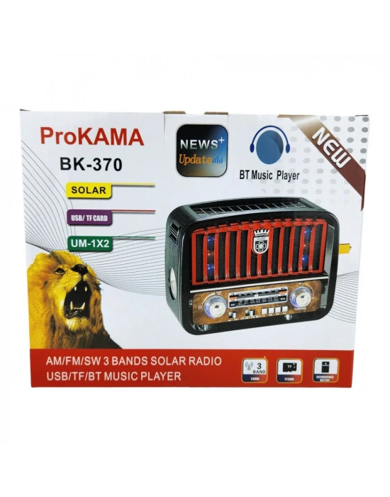 Prokama Bk-370 Nostaljik Tasarım Güneş Enerjili Radyo