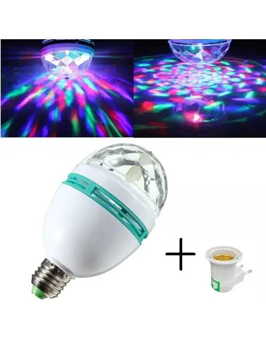 Renkli Led Ampul Disko Ampulü Hareketli 360 Derece Dönen Disko Topu