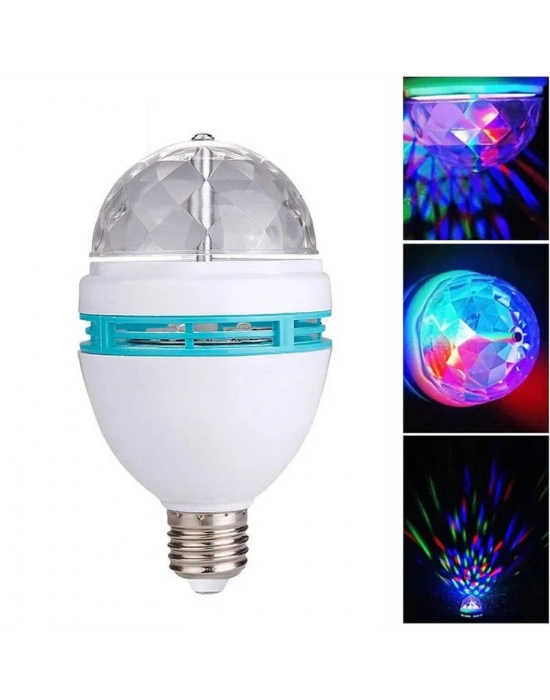 Renkli Led Ampul Disko Ampulü Hareketli 360 Derece Dönen Disko Topu