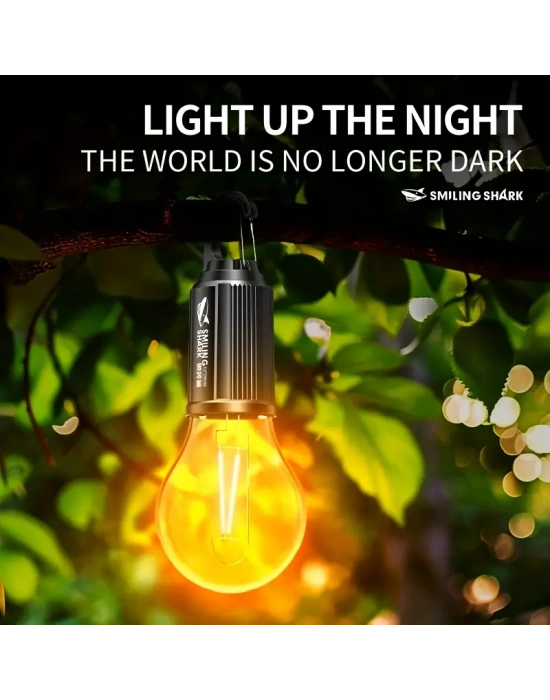 Rustik Taşınabilir Şarjlı Tasarruflu Ampul 10w Led Lamba Type-c Şarj Askılı Asma Aydınlatma