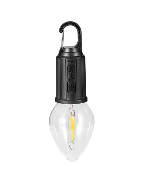 Rustik Taşınabilir Şarjlı Tasarruflu Ampul 10w Led Lamba Type-c Şarj Askılı Asma Aydınlatma T03