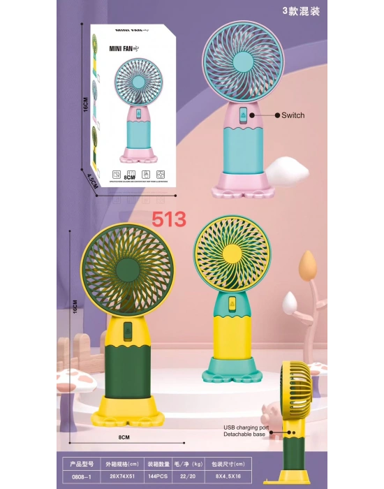 Şarjlı Taşınabilir El Tipi Mini Fan Egonex 513