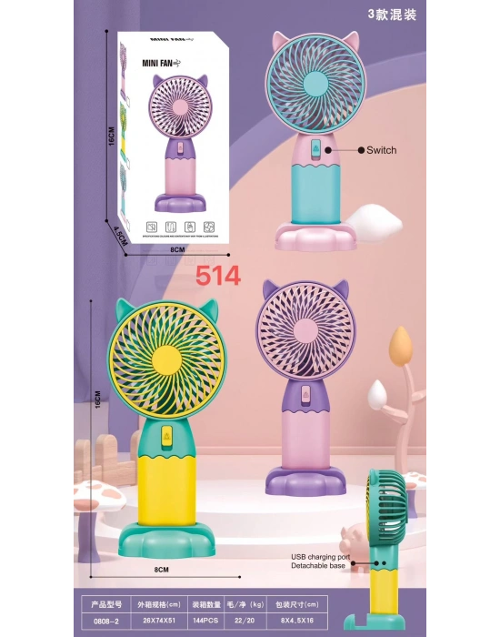 Şarjlı Taşınabilir El Tipi Mini Fan Egonex 514