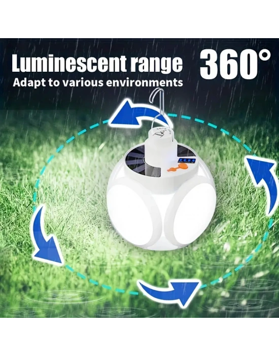 Solar Güneş Enerji Ve Usb Sarjlı 5 Kanatlı Led Lamba Egonex