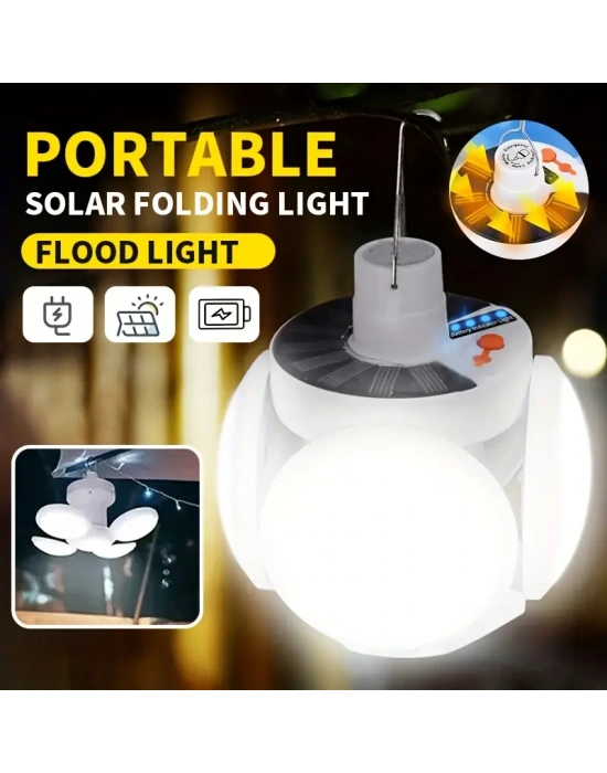 Solar Güneş Enerji Ve Usb Sarjlı 5 Kanatlı Led Lamba Egonex