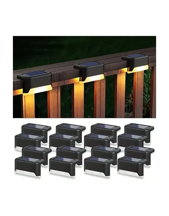 Egonex 4lü Solar Güneş Enerjili Şarj Edilen Köşebent Merdiven Veranda Bahçe Led Lamba Siyah SV-1005
