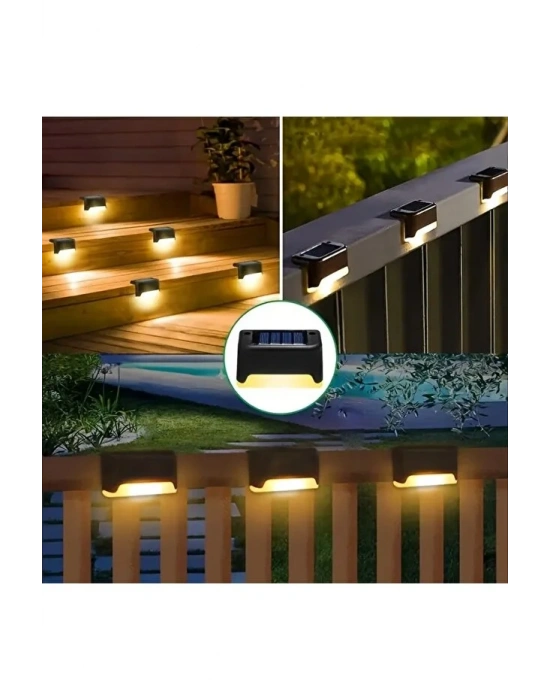 Egonex 4lü Solar Güneş Enerjili Şarj Edilen Köşebent Merdiven Veranda Bahçe Led Lamba Siyah SV-1005