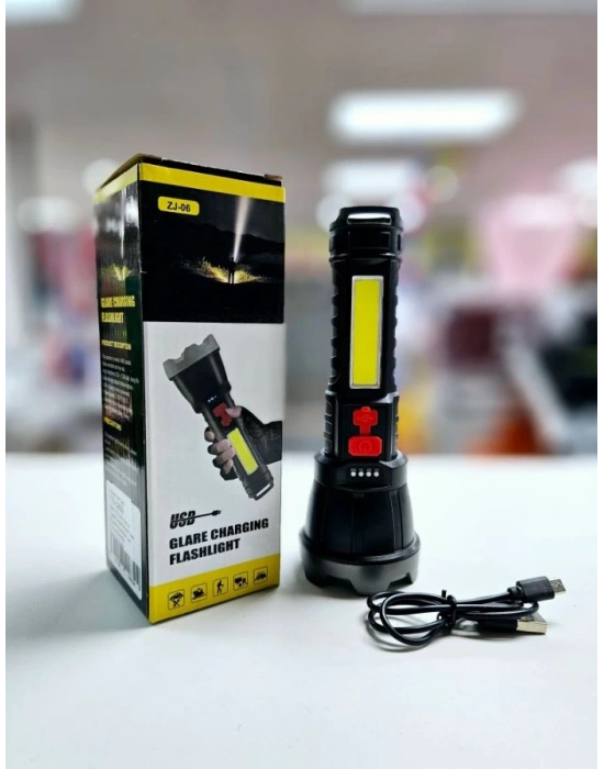 Usb Glare Charging Flashlight El Feneri Zj-05