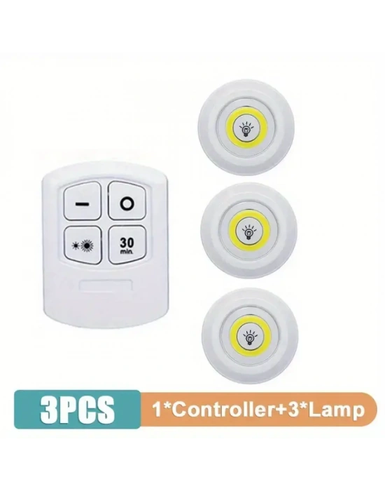 Uzaktan Kumandalı Yapışkanlı 3lü Led Spot Lamba
