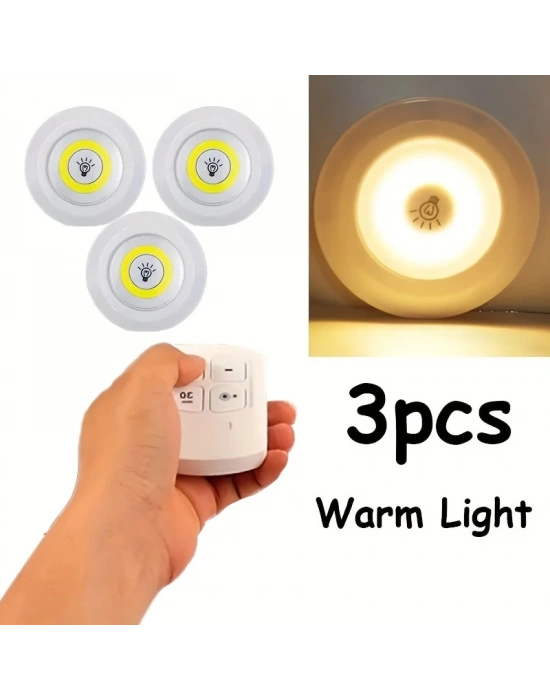 Uzaktan Kumandalı Yapışkanlı 3lü Led Spot Lamba