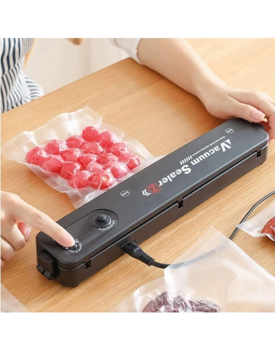 Vacuum Sealer Ev Tipi Vakumlama Ve Yapıştırma Makinesi + 10 Adet Vakum Poşeti