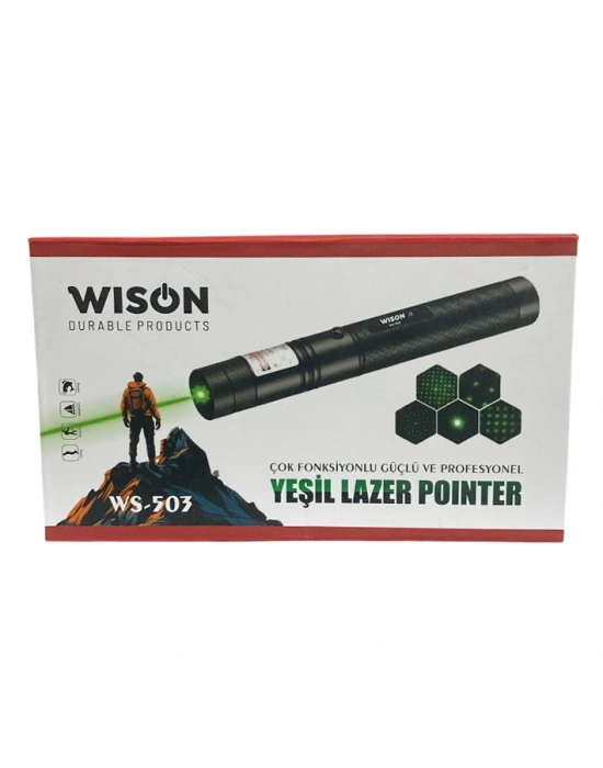 Wison Ws-503 100mw 3.7v 3200 Mah Desen Başlıklı Şarjlı Yeşil Lazer Pointer