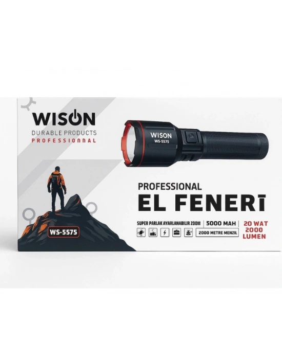 Wison Ws-5575 Şarjlı El Feneri 20 W 2000 Lümen