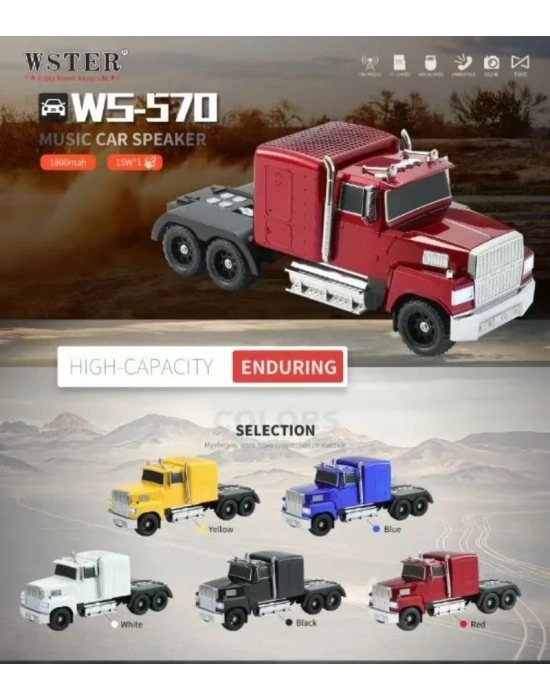 Ws-570 Araba Şekli Bluetooth Hoparlör Retro Hıfı Stereo Soundbox Masaüstü Bilgisayar Müzik Çalar