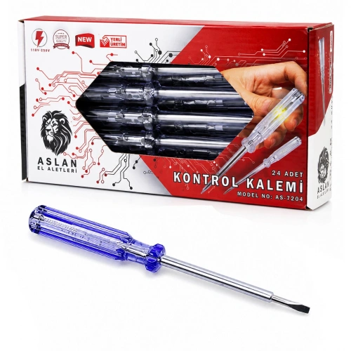 Egonex Aslan As-7204 ( Düz ) Kontrol Kalemi Klemens Çelik Uçlu*24x20