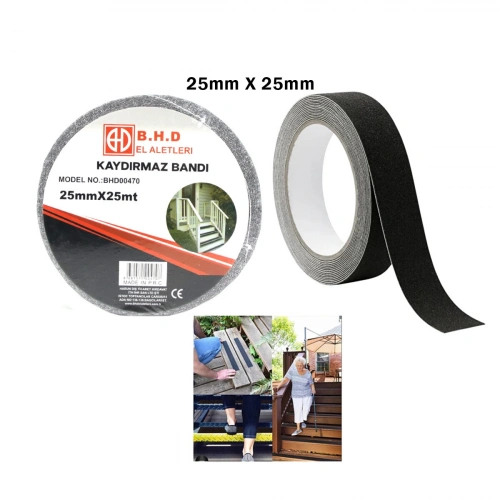 Egonex B.h.d Bhd-00470 ( 25mm X 25mt ) ( Kaydırmaz ) ( Siyah ) Bant ( Bandı )*48