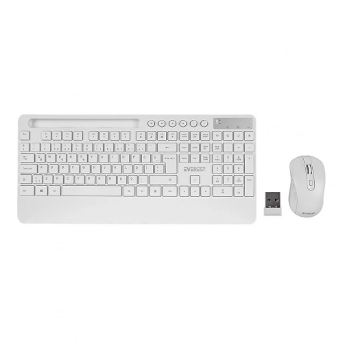 Egonex Everest Km-9676 ( Beyaz ) ( Kablosuz ) Klavye & Mouse Seti ( Tablet & Telefon Standlı ) ( Q Kalvye )*10