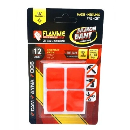 Egonex Flamme Silikon ( 12pcs ) Çift Taraflı ( Montaj ) Bant ( Bandı )*25x10