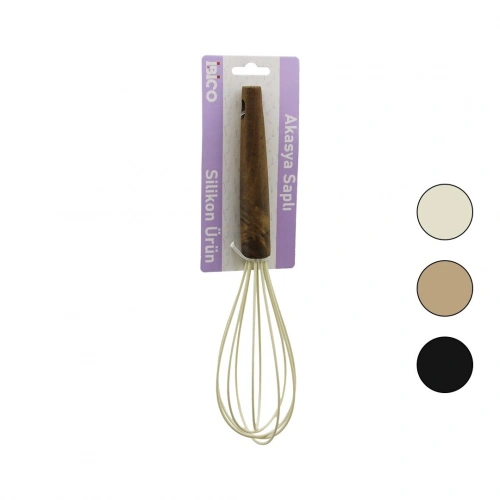 Egonex İbico İ22-018 ( 25cm ) ( Silikon ) Çırpıcı ( Ahşap Akasya Saplı )*6x24
