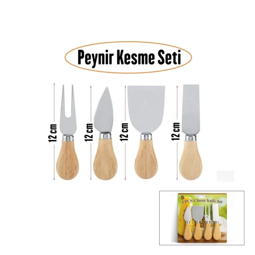 Egonex İbico İ22-400 Cheese Knife Set ( 4pcs ) Peynir Bıçak Seti ( Ahşap Bambu Saplı )*144