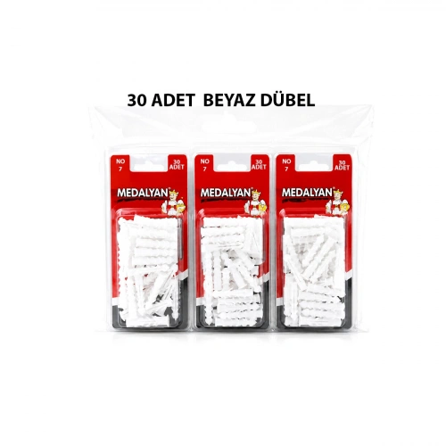 Egonex Medalyan Dl-37 ( No-7 ) ( 30pcs ) Dübel Beyaz & Plastik*12x9