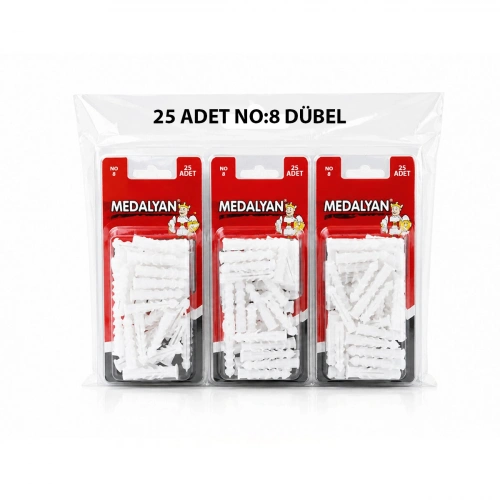 Egonex Medalyan Dl-47 ( No-8 ) ( 25pcs ) Dübel Beyaz & Plastik*12x9