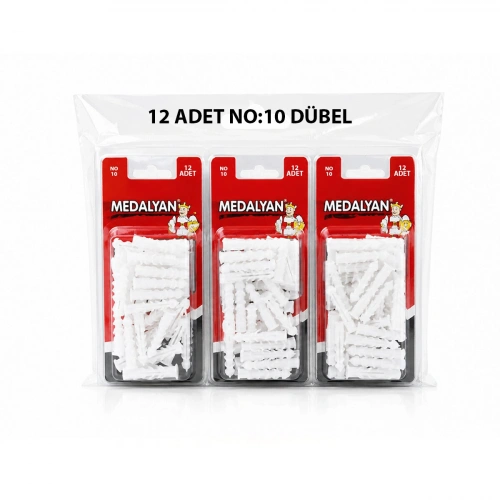 Egonex Medalyan Dl-48 ( No-10 ) ( 12pcs ) Dübel Beyaz & Plastik*12x9