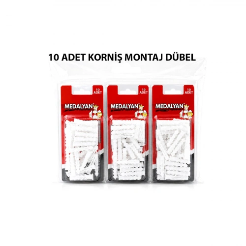 Egonex Medalyan Dl-57 ( 10pcs ) Korniş Montaj Dübeli ( Plastik Çivili )*12x9