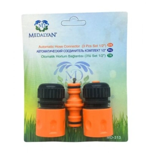 Egonex Medalyan Md-313 ( 3 Lü Set ) ( 1/2 ) Lüx Otomatik Hortum Eki Bağlantısı*20x6