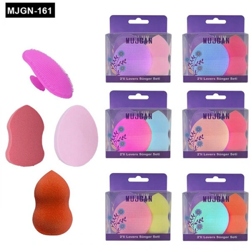 Egonex Mujgan Mjgn-161 ( 3+1pcs ) Renkli Makyaj Sünger & Silikon Fırça Seti*12x50