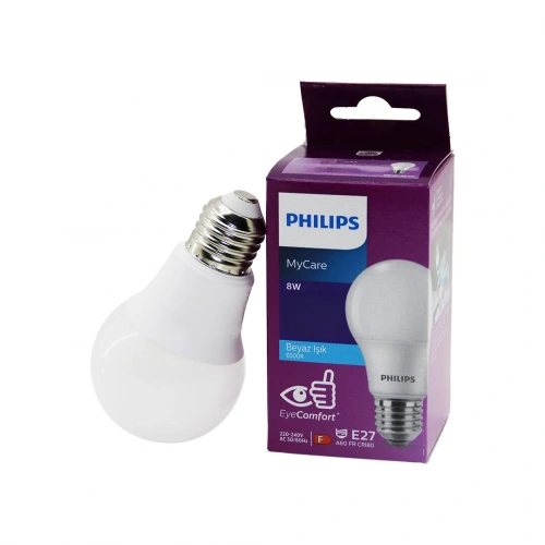 Egonex Phılıps Code-305144 00 Mycare Essential ( 8w=60w ) ( E27 ) Led Ampul ( 720 Lumen & 6500k Beyaz Işık ) ( 12000 Saate Varan Ömür )*12=k