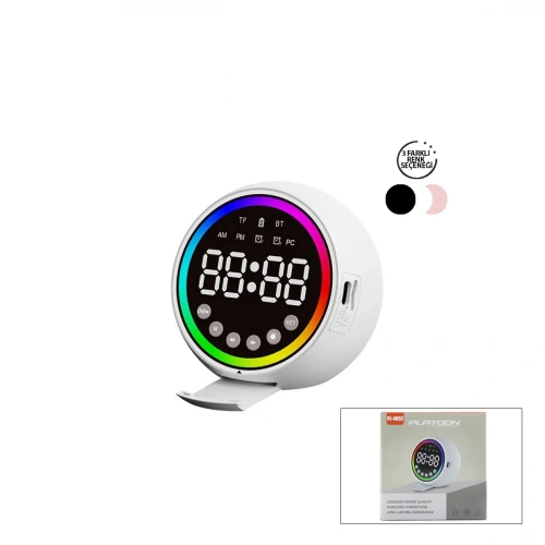 Egonex Platoon Pl-4652 Dijital Saat Çalar & Bluetooth Wireless ( Mini ) Hoparlör Speaker ( Usb Şarjlı & Işıklı ) ( 5w )*80