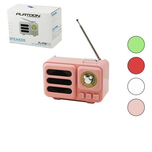 Egonex Platoon Pl-4708 (wireless) Hoparlör & Speaker & Radyo (ışıklı) (usb Şarjlı) (renkli Kasa & Bronz Çerçeve)(usb & Dc 5v & Tf)*60