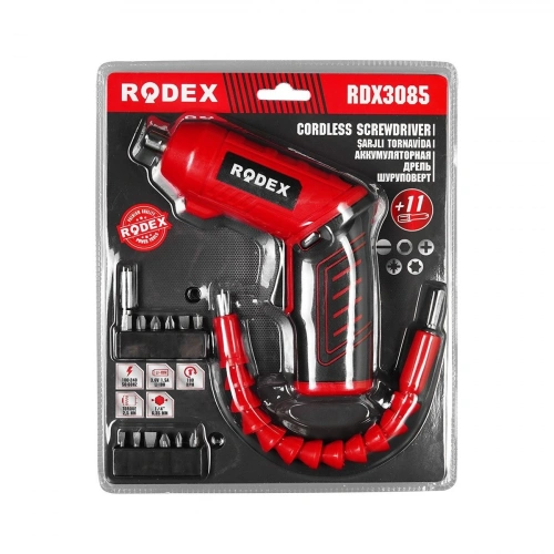 Egonex Rodex Rdx-3085 ( 2ın1 Kullanım=düz & Tabanca) (şarjlı) Tornavida (11pcs Uç) (ulaşılması Zor Alanlar Aparatı)*20