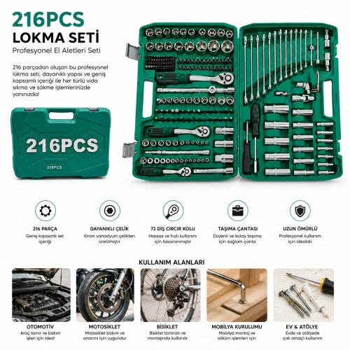 Egonex Tools Man ( 216pcs ) Lokma Seti ( Lokma & Soket & Bits Adaptör & 3ad.cırcır Kolu ) ( Plastik Çantalı )*4