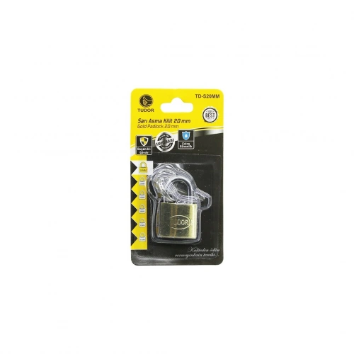 Egonex Tudor Td-s20mm ( Vakumlu ) ( 20mm & Sarı ) ( Kısa Kancalı ) Asma Kilit*12x40