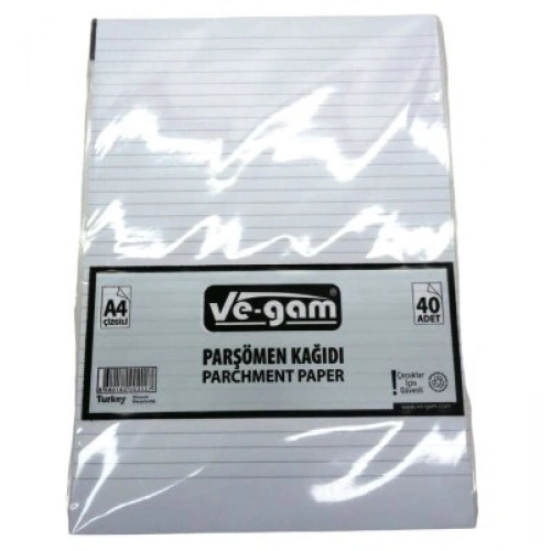 Egonex Ve-gam A4 ( 40pcs ) ( Çizgili ) Parşömen Kağıdı*100