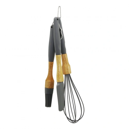 Egonex Yakut-12499 ( 3pcs ) ( Silikon ) ( Çırpıcı & Fırça & Spatula ) Seti (ahşap Bambu Sap & Silikon Kılıflı)*96