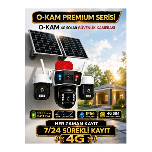 O-Kam OK337B Premium 12MP 4 Kameralı 4g Çift Solar Panel Aov