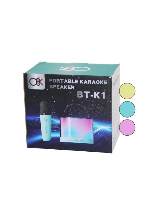 08k Portable Bt-k1 Karaoke (mikrofonlu) Wireless Hoparlör & Speaker (ışıklı) ( Usb Şarjlı) (10w) (dc5v& Tf& Aux)*40