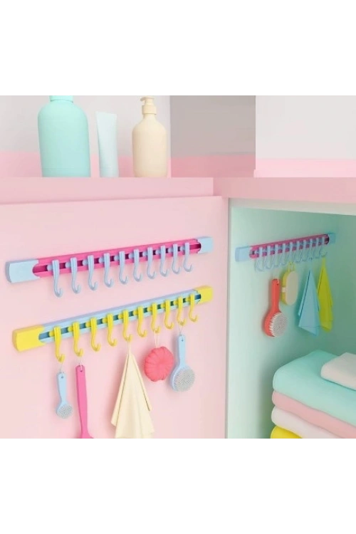 10 Kancalı Raylı Mutfak ve Banyo Düzenleyici Askı 30 cm
