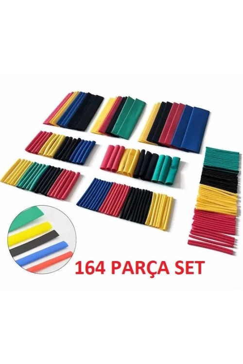 164 Parça Set Isıyla Daralan Makaron Kablo Koruyucu Kılıf