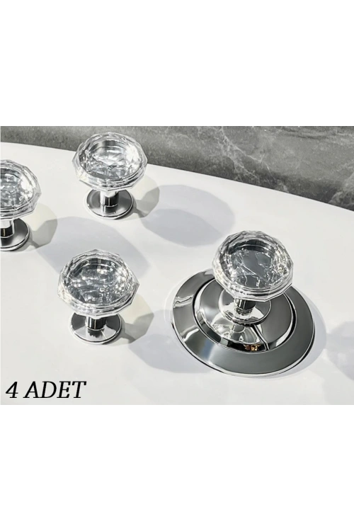 4 Adet Kristal Tasarımlı Çok Amaçlı Yapışkanlı Tutacak Buton