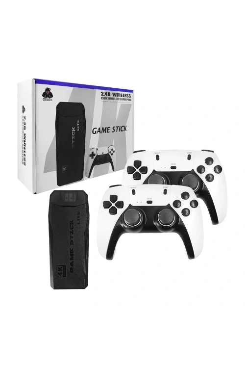 4k Game Tv Stick Android Tv Wifi Kablosuz Çift Kol Game Stick 64gb Hafıza Atari