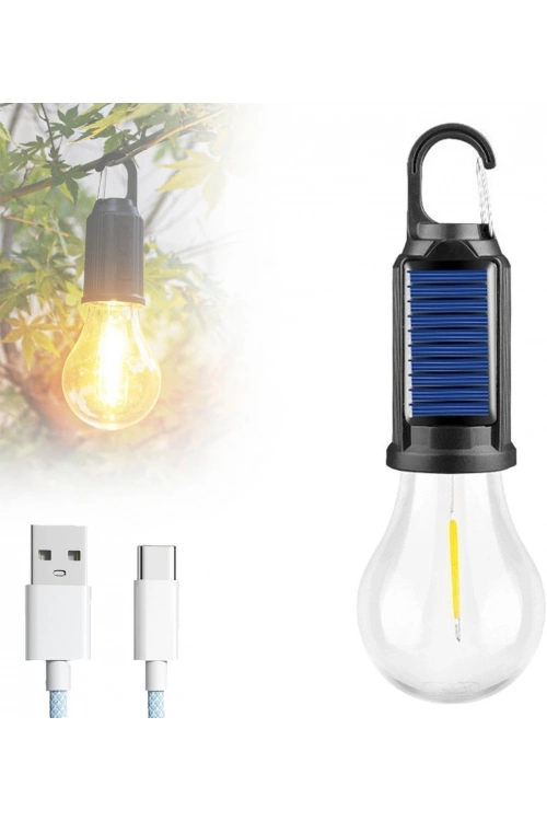 Solar Güneş Enerjili Led Ampul 3 Modlu Uzaktan Kumandalı Solar Camping Lamp