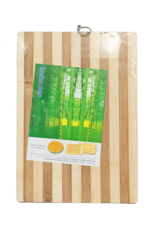 Egonex 18x28x1.8cm Lux Ahşap Bambu Kesim Panosu & Tahta Metal Kulplu