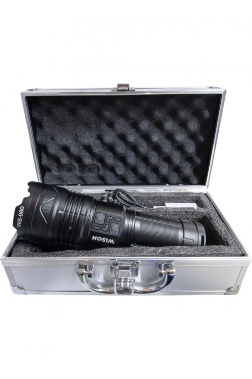 Wıson 980 Profesyonel Zoomlu El Feneri | 60w – 7000 Lümen – 13.200 Mah – Type‑c – Metal Gövde