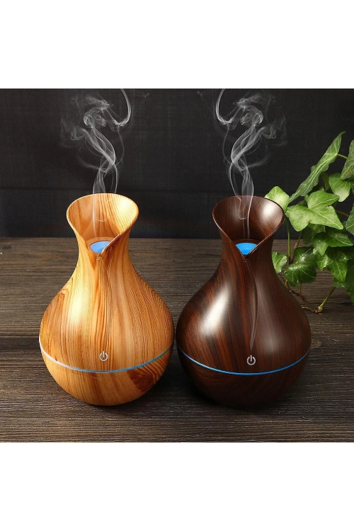 Vazo Model Ahşap Görünümlü Usb Şarjlı & Işıklı )( Hava Nemlendirici & Buhar Makine & Koku Giderici