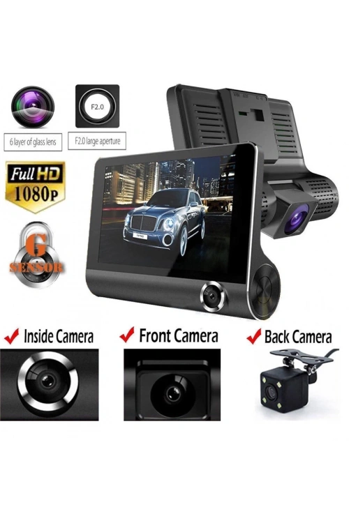 4 İnç Araç İçi Kamera Kaydedici Çift Ön Ve Arka Hd 1080p Gece Görüşlü Araç Kamerası